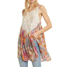 Load image into Gallery viewer, Free People Womens Count Me In Trapeze Tunic Top Mini Dress M Floral Combo
