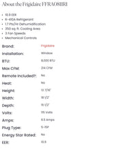 Load image into Gallery viewer, Frigidaire FFRA0811R1 8,000 BTU 115V Window-Mounted Mini-Compact Air Conditioner