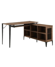 Load image into Gallery viewer, Walker Edison - L-Shaped Wood Corner Bookcase Computer Desk - Rustic Oak