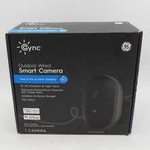 Load image into Gallery viewer, GE Cync Outdoor WIRED Smart 2K Camera (CAMODWD3MW1-1P) Black
