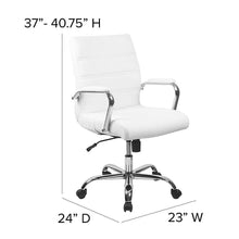 Load image into Gallery viewer, Flash Furniture Mid-Back White Leather Executive Swivel Office Chair with Chrome