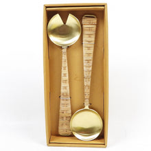 Load image into Gallery viewer, Thirstystone Gold Salad Servers with Rattan Handles (N2896-MCY)