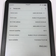 Load image into Gallery viewer, Amazon Kindle E-Reader (2022 Release) 6” Display 16GB 2022 Black