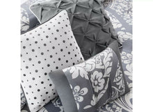 Load image into Gallery viewer, Madison Park Queen 7 Piece Cotton Printed Comforter Set In Grey Finish MP10-501