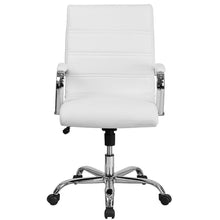 Load image into Gallery viewer, Flash Furniture Mid-Back White Leather Executive Swivel Office Chair with Chrome