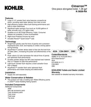 Load image into Gallery viewer, Kohler Cimarron Ch 1-Pc 1.28 Eb Toilet Right Hand - White