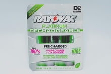 Load image into Gallery viewer, 1 case of 6 - 2 Pack Rayovac Recharge D 3000mAh Rechargeable Batteries
