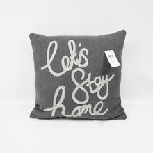 Load image into Gallery viewer, Holiday Lane Lets Stay Home Gray Square Pillow Gray Flannel 16� x 16�
