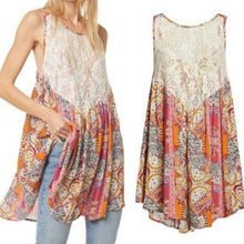 Load image into Gallery viewer, Free People Womens Count Me In Trapeze Tunic Top Mini Dress M Floral Combo
