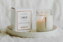 Load image into Gallery viewer, Woodlot Cinder Cozy Cabin Magic Candle Glass Jar (Vetiver Cedar Orange Cinnamon)
