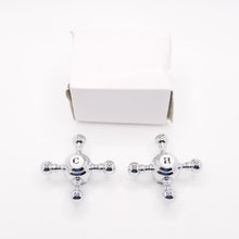 Load image into Gallery viewer, Signature Hardware Melanie Widespread Faucet with Metal Cross Handles and Drain
