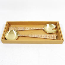 Load image into Gallery viewer, Thirstystone Gold Salad Servers with Rattan Handles (N2896-MCY)
