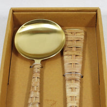Load image into Gallery viewer, Thirstystone Gold Salad Servers with Rattan Handles (N2896-MCY)
