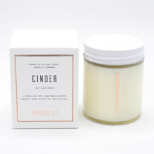 Load image into Gallery viewer, Woodlot Cinder Cozy Cabin Magic Candle Glass Jar (Vetiver Cedar Orange Cinnamon)
