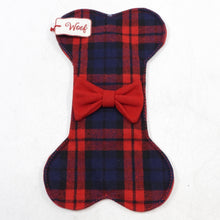 Load image into Gallery viewer, Bloomingdale's Plaid Flannel Dog Bone Stocking (Red)
