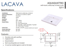 Load image into Gallery viewer, Aquaquattro Lacava Wall Mount Luxury Bathroom Sink 5211-03 (White)
