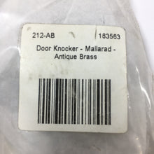 Load image into Gallery viewer, Door Knocker - Mallarad - Antique Brass (212-AB)
