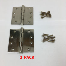 Load image into Gallery viewer, 4" Solid Brass Mortise Hinge - Brushed Nickel (2 Pack)
