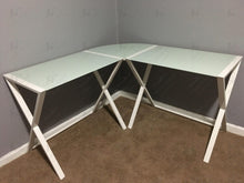 Load image into Gallery viewer, Walker Edison Soreno L-Shaped Glass Computer Desk D51W29
