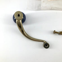 Load image into Gallery viewer, Left Facing Lapis Myterra Gemstone 4" Cabinet Pull Knob in PVD Brass Finish
