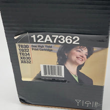 Load image into Gallery viewer, Genuine Lexmark 12A7362 Black Toner Cartridge T630 T632 T634 X630 X632
