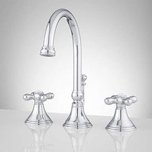 Load image into Gallery viewer, Signature Hardware Melanie Widespread Faucet with Metal Cross Handles and Drain
