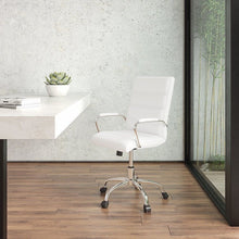 Load image into Gallery viewer, Flash Furniture Mid-Back White Leather Executive Swivel Office Chair with Chrome
