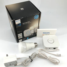 Load image into Gallery viewer, Philips Hue White A19 75W Smart LED Starter Kit (1 Bulb + Hue Bridge) Bluetooth
