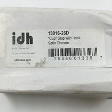 Load image into Gallery viewer, IDH Brass 13016-26D: 4" Cup Wall Mount Door Stop w/Hook - Satin Chrome
