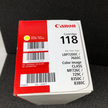 Load image into Gallery viewer, Genuine Canon 118 Yellow Toner Print Cartridge MF726c 729c 8350c 8380c
